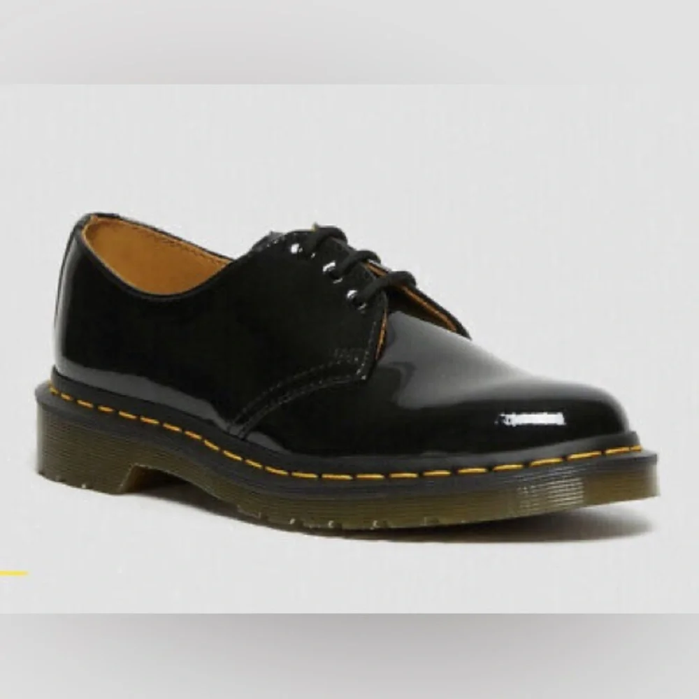 Dr. Martens Black Patent Leather 3-Eye Oxford Flats - Picture 2 of 10